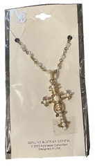 Noblesse Collection Signed VCLM Austrian Crystal Cross Necklace 18” Bead Chain