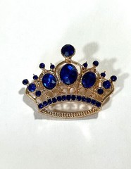 Crown Sapphire Rhinestone Brooch with gold tone – Vintage Pin