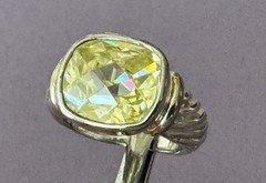 Old Vintage Unbranded 925 Sterling Silver Sparkling CZ or Art Glass Size 6 Ring