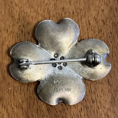 Vintage Stuart Nye Sterling Silver Hand Crafted Dogwood Flower Pin Brooch 1940s