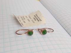 Vintage Earrings Nephrite Stones Gilding Silver 875 star USSR time Women Jewelry