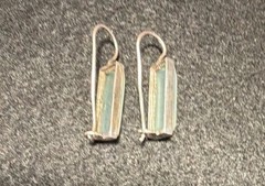 Silver Tone Aqua Glass Hook Clap Drop Dangle Earrings