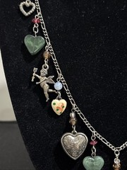 Vintage Unique Charm Necklace Eclectic Hearts Cherubs Angels Victorian Boho 30”