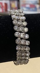 Vintage Silver Tone Rhinestone, Stretchable Bracelet-Made in Japan UNIQUE