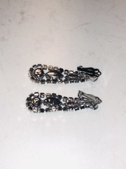 VTG CHRISTINA COLLECTION NECKLACE/EARRING SET TEAL/BLUE/CLEAR/SMOKEY RHINESTONES