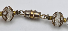 Vintage Clear Crystal Faceted Beaded Necklace Gold Tone Filigree Caps 29 In