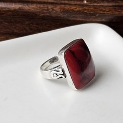 Vintage 925 Sterling Silver Red Jasper Statement Ring Size 7 – 7.13g