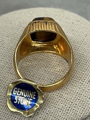 Vintage Vargas Men’s Ring 18kt Yellow Gold HGE Tiger’s Eye Sz 10.75