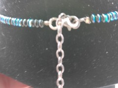 Peyote Bird Blue & Silver Necklace with Pendant about 17 inches + 2-inch pendant