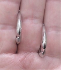 Vintage Designer Solid 14K White Gold Hoop Pierced Dangle Drop Earrings 14kt
