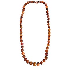 Vintage Carnelian Agate Stone 28 in Necklace Hand Knotted Beads 10 To 15mm