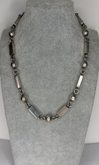 Vintage TD-40 DC Taxco Mexico Sterling Silver Alternating Necklace 15.5″