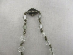 VINTAGE GERMAN ART DECO FACETED CRYSTAL BEAD NECKLACE WITH 935 SILVER CLASP