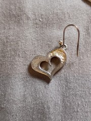 Vintage SU Thailand Sterling Silver Unique Shape Heart Pierced Earrings.