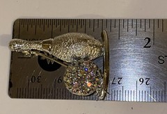 Vintage DODDS Bowling Pin Ball Aurora Borealis Rhinestone Costume Jewelry Brooch