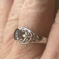 Antique Deco Style Dainty Ring Sterling Silver 925 SU Filagree Size 8.75 2.2g