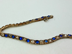 Vintage Bracelet Edwardian Blue Tennis Sterling Silver 7 Inches 1915 PJ