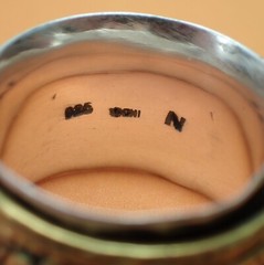 Spinner Band Bohemian Ring Fidget 3-Tone Sterling Silver Copper Brass Size 7
