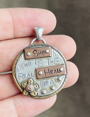 Vintage Sterling Silver Copper Healer Quote Etched Pendant 10-Grams