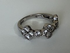 Vintage Sterling Silver CZ925 Girls Clear Rhinestone Vietnam Ring Size 7.5