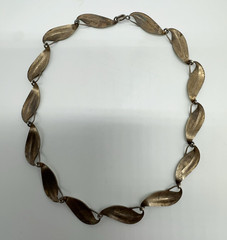 VTG Finn Jensen Norway Sterling Silver White Enamel 17″ Necklace 33.7g#yde
