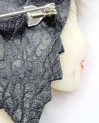 Art Deco Woman with Fancy Hat Resin Lady Face Hand Painted Vintage Brooch Pin
