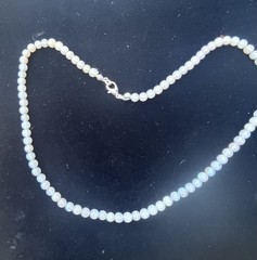 Australian Opal Bead Necklace SS Silver Clasp Round Beads Good Color 18” #1