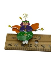 Vintage Angel Fairy Pixie Brooch Pin Quirky Painted Unusual Metal Stars Figural