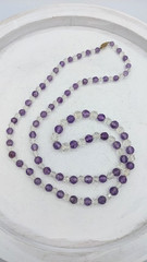 Vintage Amethyst Crystal Beaded Necklace Sterling Vermeil Clasp 32 Inch