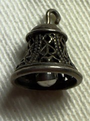 Vintage Sterling? Silver Filigree Bell Charm It Rings