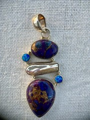 Vintage Boho-Chic Sterling Silver 925 Multicolor Bohemian Style Pendant