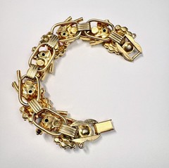 Vintage DeLizza & Elster JULIANA Gold Pastel Blue Pink Green Rhinestone Bracelet