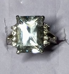 Vintage 925 Sterling Silver Emerald Cut Clear CZ Cocktail Ring Statement Size 13