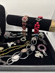 Vintage Lot of 15 Necklaces, Bracelets, Earrings And/or Brooches See Pics