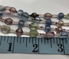 Vintage PASTEL PINK, BLUE, GREEN LUCITE FACETED BEAD NECKLACE Frosty 42″ Long