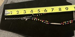 Vtg Chicos necklace Asian theme Inspired Multi Color Glass Beads Metal Pendant