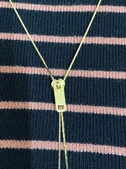 Vintage Zipper Lariat Gold Tone Necklace Adjustable