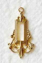 Jewelry Stamping – French raw brass pendant w/14K gold plate – 12 pcs.