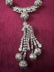 FABULOUS DRAMATIC STATEMENT VTG RHINESTONE DRIPPING TASSEL BIB NECKLACE