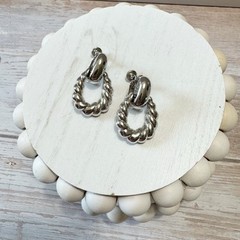 Napier Vintage Twisted Door Knocker Style Screw back Clip Earrings Silver Tone