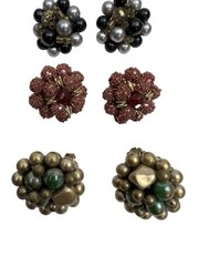 Vintage Costume Jewelry Clip On Earrings Trifari Japan Hong Kong Lot of 14