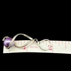 Vintage Modernist Purple Faux Pearl Dangle Earrings Silver Tone Artisan Handmade