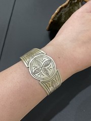 Vintage Middle Eastern Handmade Sterling Silver Hand Cuff Bracelet Morocco