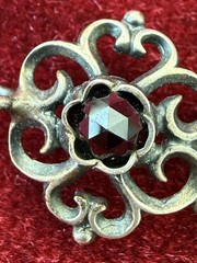 Antique Silver&Pyrope Garnets Rose-cut Filig.Armband Bracelet Jugendstil Austria