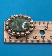 H.G. Brooch/Pendant Vintage 1/20 12K GF Green Tourmaline Stone Faux Pearl