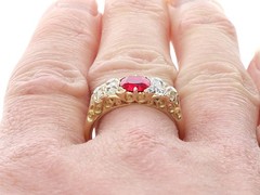 1.00Ct Burmese Ruby and 0.80Ct Diamond 18k Yellow Gold Dress Ring Circa 1930