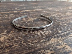 Vtg 90s Southwestern Style Sterling Silver Cuff Bracelet Hand Stamped Sunrise