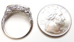 Antique Three Diamond Engagement 14K White Gold Ring Size 7.25 UK-O EGL USA Deco