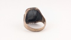 Vintage Sterling Silver Ring Hematite Stone Cracked Broken Size 11.25