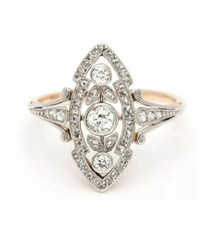 Art Deco Style Round Cut Lab Created Diamond Engagement 14K Yellow Gold FN Ring